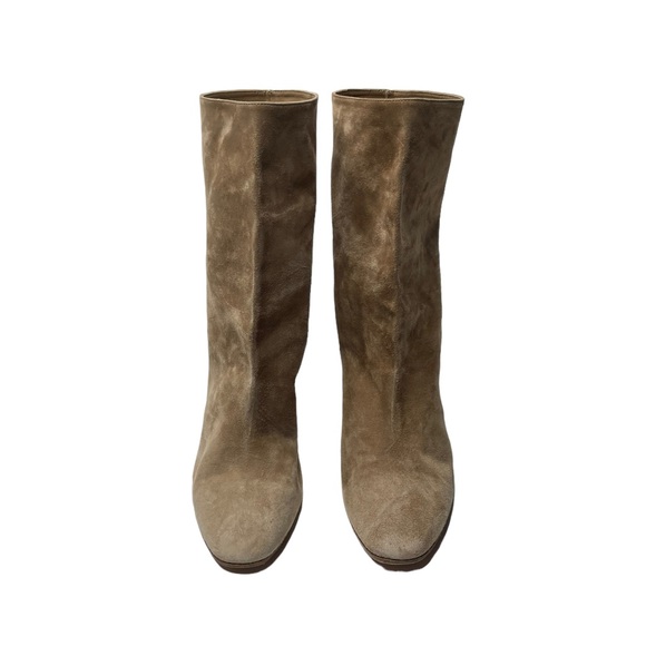 Aquazzura | Boogie Slouchy Scrunch Suede Bootie in Tan 37 - Picture 3 of 13